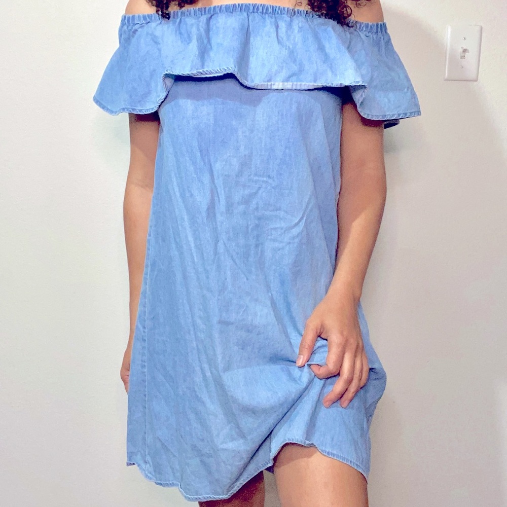 Off the shoulder Jean Dress